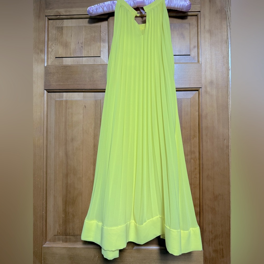 Zara Sleeveless High Neck Pleated Tent Dress Bright Yellow Size Small NEW NWT - Picture 6 of 8